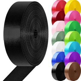 YOGHAVRS Nylon Webbing 1 inch 1.5 inch Nylon Strap Webbing Straps Backpack Straps Nylon Belt, 10 25 3.3 Yards Webbing Strapping for Seatbelt, Bag, Luggage(Black,1 inch x 10 Yards)