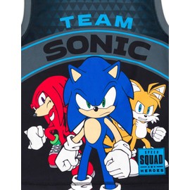 SEGA Sonic The Hedgehog Tails Knuckles Big Boys Mesh Tank Top Shirt and Shorts Outfit Set Black 10-12