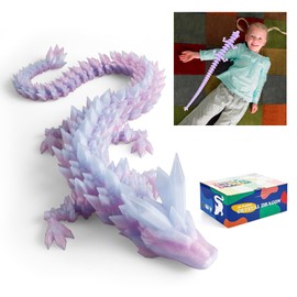 RWSEFK 30 in 3D Printed Dragon, 30inch Dragon，3D Dragon Toy,Large Dragon Present,Ariculated Crystal Dragon (Dream Crystal, 30inch)