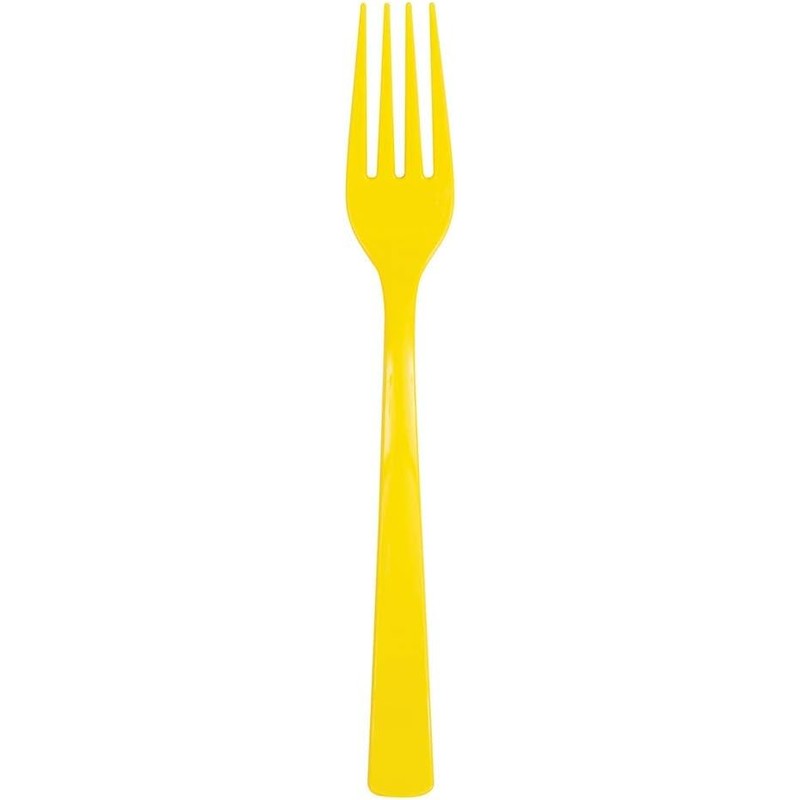 Unique Neon Yellow Solid Plastic Forks (18ct) - Durable &