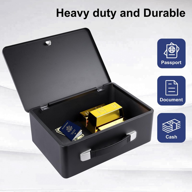 IUZIT Fireproof Document Box with Key Lock, Fire Resistant Safe