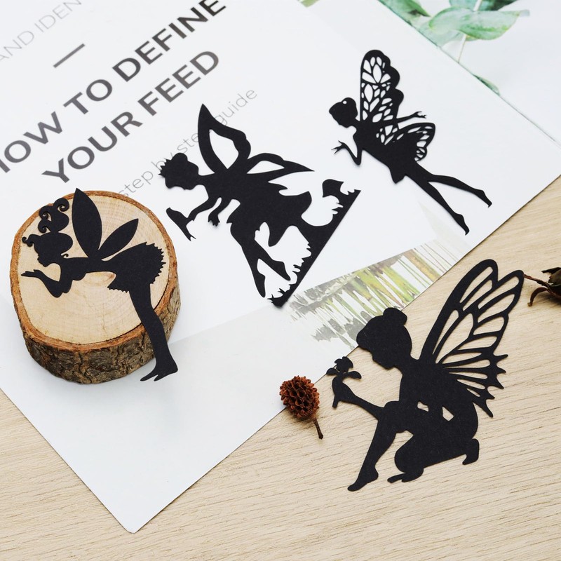 ECSiNG 40PCS Fairy Cutouts Silhouette Embellishments Jar Decals Decorative Paper