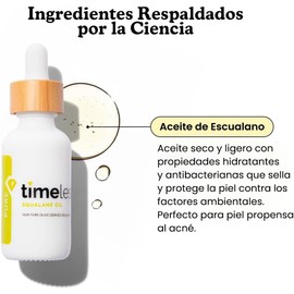 TIMELESS Aceite de Escualano 100% Puro 30 ml - aceite facial y corporal hidratante ligero derivado del aceite de oliva - skincare body oil para rostro, cuerpo y cabello