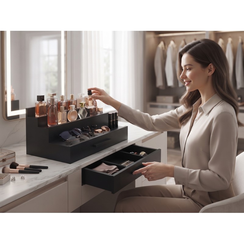 3-Tier Perfume Organizer for Fragrance Storage – Wooden Display Rack