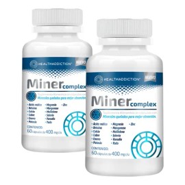 HEALTHADDICTION - 2 Pack Miner Complex - Suplemento Multimineral de Minerales Quelados con Magnesio, Zinc, Manganeso, Potasio - 120 Cápsulas          