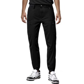 ETHANOL Men’s Stretch Techwear 6-Pocket Cargo Pants with Heat-Seal Zipper for Workout and Workwear ACPJHL57201SK BLK Black XL