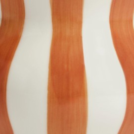 Modern Ceramic Vase with Vertical Stripes, Hand-Painted Rust and White Design, Decorative Flower Holder