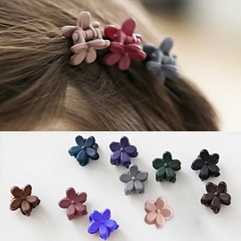 Forahome 20pcs Mini Hair Clips Flower Hair Clips Bangs Clips Hair Accessories Cute Hair Claw Clips Hair Clips for Adults Girls Girls Hair Ornaments Gift Flower Hairpins (Black, Green, Dark Blue, Blue, Purple, Brown, Light Brown, Skin, Grey, Pink)
