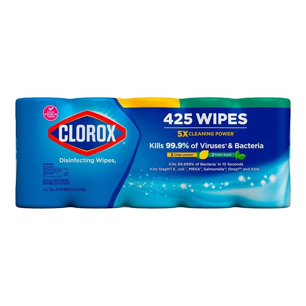 Clorox Disinfecting Wipes Variety Pack - 5X Cleaning Power, Kills 99.9% of Bacteria - 5 Pack, 425 Count Total