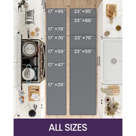 DEXI Kitchen Mats for Floor Cushioned Anti Fatigue, 23x71, Waterproof Stain Resistant Standing Mat, Supportive Memory Foam Rugs for Front Sink Office Laundry, Grey