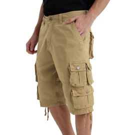 YGREYG Mens Cargo Shorts Long Capri Below The Knee Shorts 3/4 Relaxed Fit Long Shorts with Pockets Khaki 32