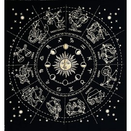 Indian Consigners Gold Zodiac Altar Tarot Table Cloth Witchcraft Spread