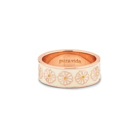 Pura Vida Rose Gold Plated Dreamy Daisy Ring - Brass Base, Stackable Band, Brand Stamp - Size 6