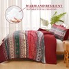 WONGS BEDDING Boho Queen Quilt Set, Red Bohemian Quilt Bedding