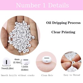 Yiizzxin White Number 1 Beads for Bracelets,Acrylic Single Number-1 Beads,4x7mm Flat Round Acrylic Number Beads for Jewelry Making DIY Crafts Supply(Digit 1/200pcs)
