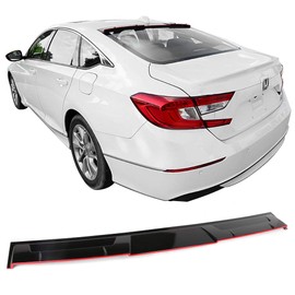 IKON MOTORSPORTS | Roof Spoiler Compatible With 2018-2020 Honda Accord | Ikon Style Glossy Black & Red Lip ABS Rear Trunk Wing Lid