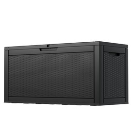 KAMABOKO 90 Gallon Resin Deck Box Large Outdoor Storage Boxes for Patio Furniture, Garden Tools, Pool Supplies, Weatherproof and UV Resistant, Lockable, Dark Black
