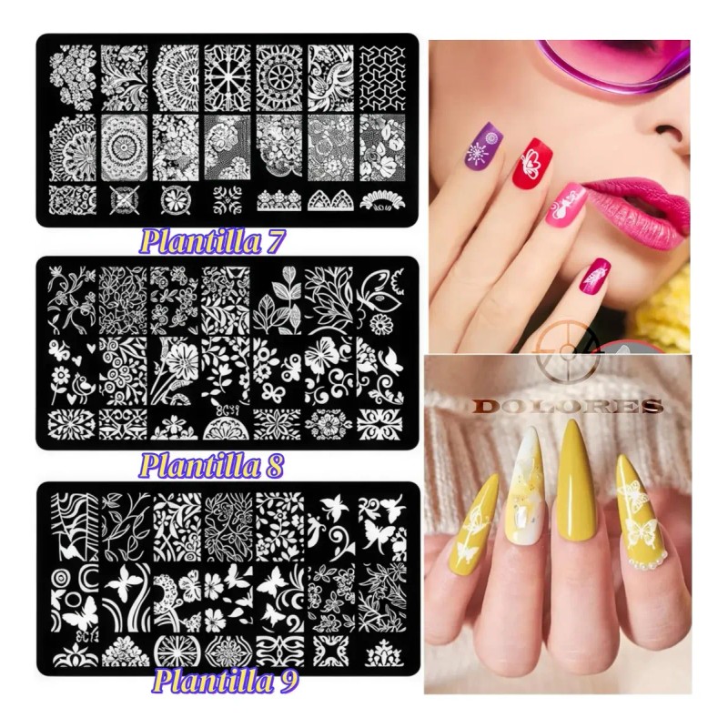 Estampas Sello Uñas: 9 Plantillas+sello+raspador+bolsa Láser