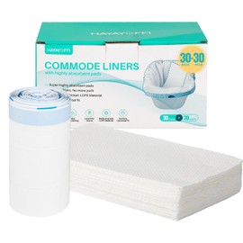 HayaYoffi 30 Pack Commode Liners with Absorbent Pads, 30 Bedside Commode Liners and 30 Commode Pads, Portable & Leak-Proof Potty Chair Liners | Universal Fit