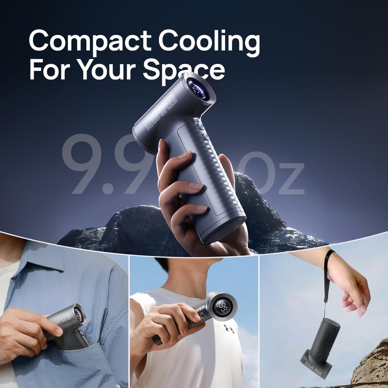 JZ.CAFE Portable Handheld Turbo Fan - 199 Speed Adjustable Mini