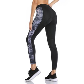 Santic Women's Cycling Pants High Waist 4D Padded Cycling Capris Pants 7/8 Biking Tights Pants with Pockets