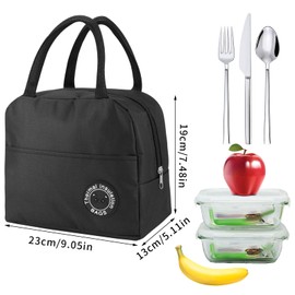Insulated Lunch Bag 5.5L Lunch Box Cooler Portable Waterproof Insulated Lunch Bag for Women Men Kids School Office Picnic (Black)