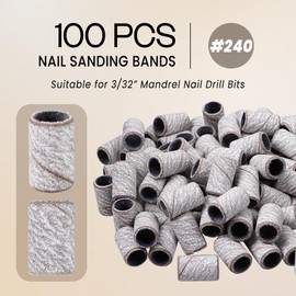 100 Pieces Large Nail Sanding Bands Professional Nail Manicure Great Fit for Nail Drill Bits for Acrylic Nails (240 Grit, Zebra)