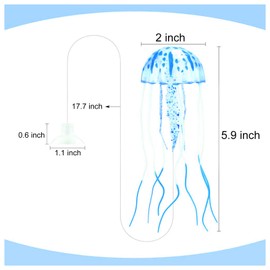 WishLotus Jellyfish Fish Tank Decorations, Simulation Jellyfish Plant Ornament, Fish Tank Jellyfish Glow Decorations, Fish Tank Decorations Suitable for Various Fish Tank/Aquarium (S, Blue)
