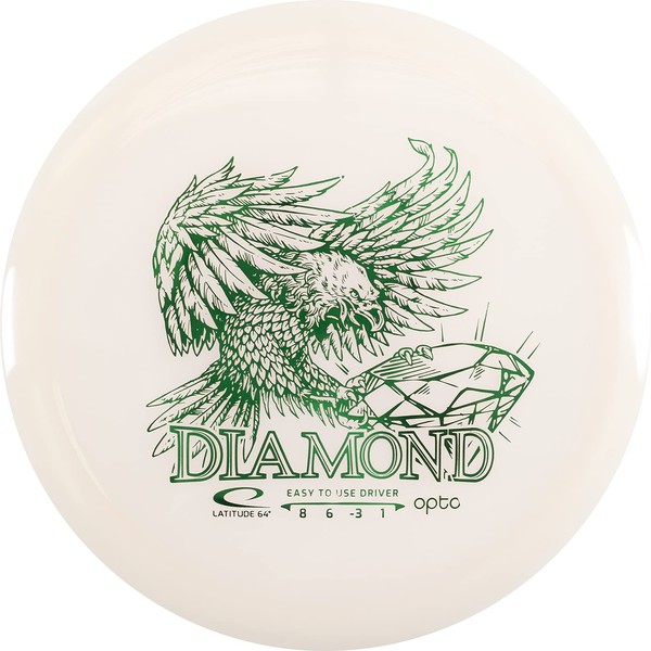 Latitude 64 Opto Diamond Disc Golf Driver | Beginner Friendly Frisbee Golf Disc | 160g and Under | Stamp Color May Vary (White)