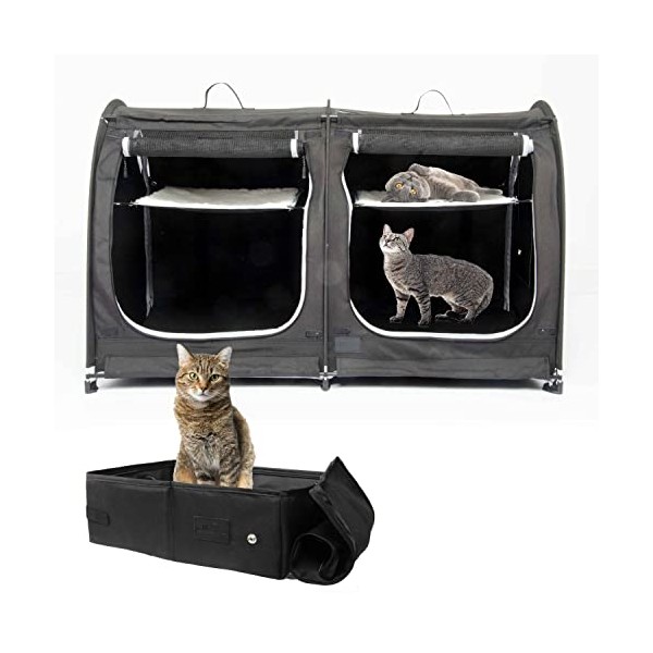 porayhut Mispace Portable 2 Pet Carriers for Cats Collapsible Cat