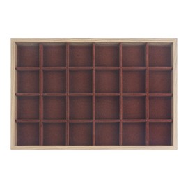 uxcell Velvet Jewelry Organizer Trays with Removable Dividers for Drawers, Girls' Jewelry Organizer Drawer Inserts Container Display Case 24 Grid Tray Brown