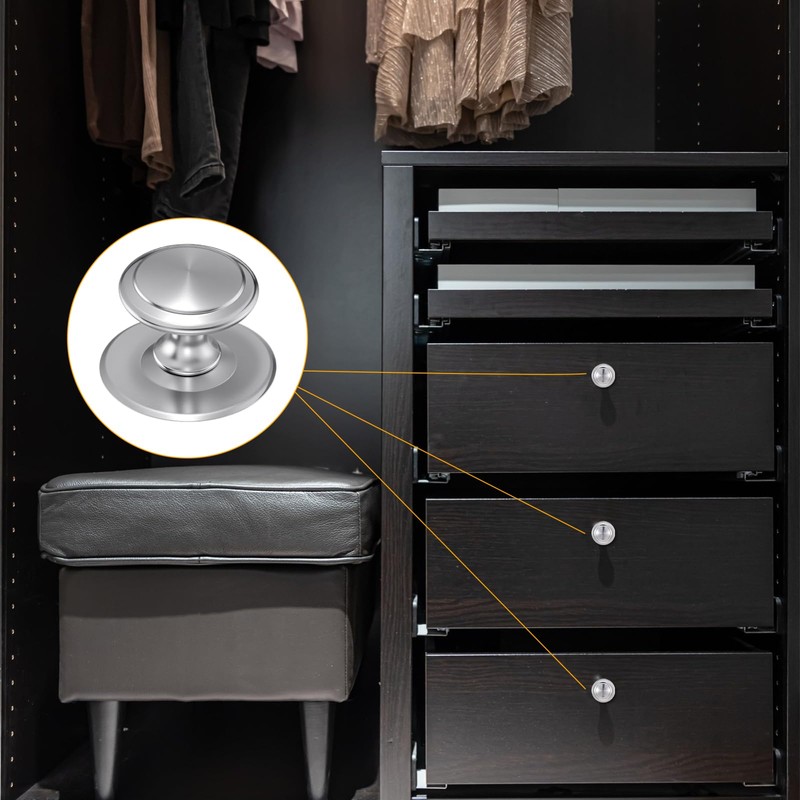 Xelsluthe 8 Pack Self-Adhesive Cabinet Knobs, No-Drill Stainless Steel Stick