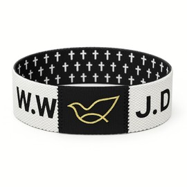 TLOEP Daily Bible Verse Bracelet – Christian Gift for Women & Men | Scan to Read 1000+ Scriptures | Inspirational Bible Verse Bracelets (#2 - WWJD - White&Black - Standard 7.3")