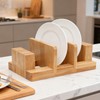 GZLT Bamboo Pot Lid Holder Stand, Cutting Board Organizer and
