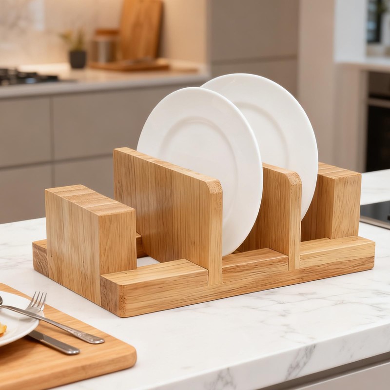 GZLT Bamboo Pot Lid Holder Stand, Cutting Board Organizer and