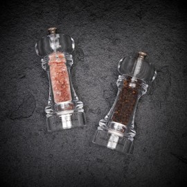 Cole & Mason Liverpool 5.5" Acrylic Salt & Pepper Mill Set with Himalayan Salt - Salt & Pepper Mills - Kitchen & Home Essentials - Refillable Salt & Pepper Sets - Acrylic Spice Mills