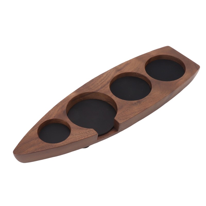 Boat Shape Coffee Tamper Holder Walnut Wood Coffee Distributor Holder