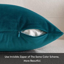 MIULEE Velvet Soft Decorative Square Throw Pillow Case Cushion Covers Pillowcases for Livingroom Sofa Bedroom with Invisible Zipper 24"x24" 60 x 60cm 2 Pieces Peacock Blue
