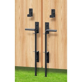 TIEJIAN Cane Bolt Heavy Duty Gate Drop Rod 18 Inch Metal Gates Stopper for Wood PVC Vinyl Metal Fences Gates, Gate Ground Latches, Black Finish(2 Pack)
