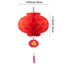 20Pcs Chinese New Year Decorations 2025, 8 Inch Chinese Lanterns, Traditional Hanging Decorations with Tassels, Chinese Red Paper Lanterns for Lunar New Year Spring Festival Party Supplies