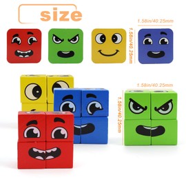 MYLERCT 16 Stück Bausteine Rubiks, Emoji Rubiks Cube, Pädagogisches Spielzeug, Mit 64 Emoticon-Karten, Knobelspiele, Sensorik Spielzeug, Lernspiele Ab3 Jahre