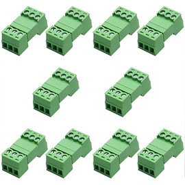 Willwewon 10 Sets 3-Pin 15EDGRK 3.81mm/0.15in Pitch PCB Mount Screw Pluggable Terminal Block Connector for 28-16AWG
