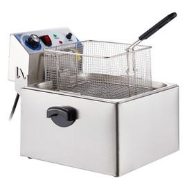 Commercial Deep Fryer with Basket, 11 L/10 QT Large Capacity Electric Deep Fryers, 0.6mm Thickened Stainless Steel Countertop Turkey Oil Fryer with Single Tank, Ideal for Commercial or Home Use