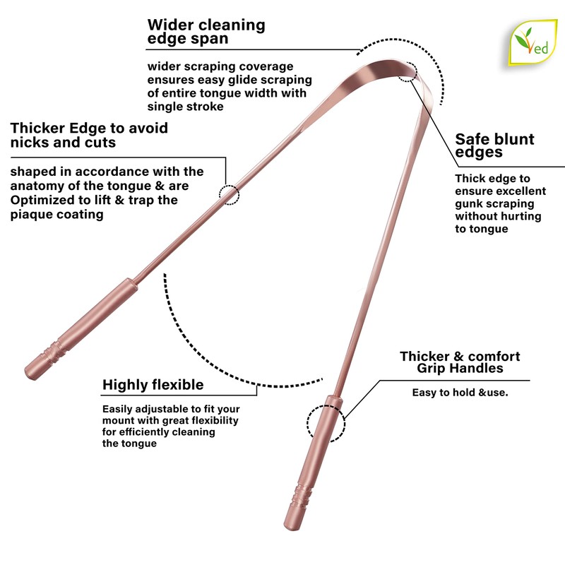 Ved 100% Pure Copper Tongue Scraper with Eco Friendly Travel