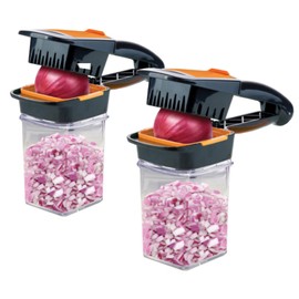 Nutrichopper Deluxe with 30% Larger Fresh-keeping Storage Containers - Vegetable Slicer that Chops, Cubes and Wedges, Multi-purpose Food Chopper with Stainless Steel Blades, As Seen On TV Set of 2