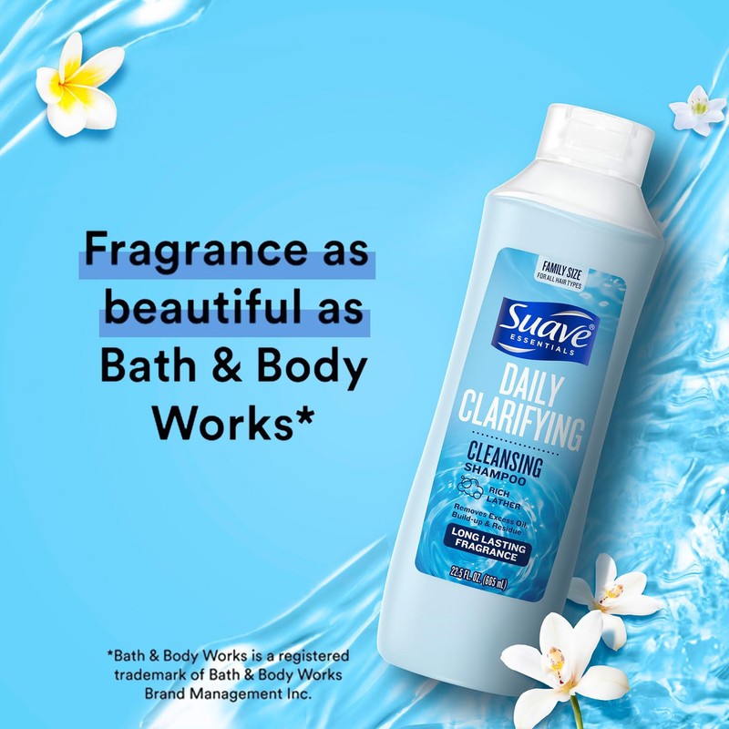 Suave Essentials Daily Clarifying Shampoo 22.5 Fl Oz Deep Cleansing