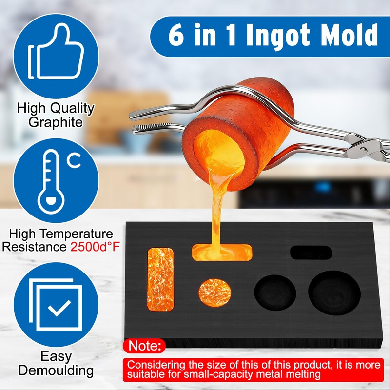 Hysagtek 9 Pcs Crucibles for Melting Metal Kit - Graphite