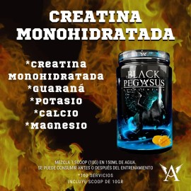Creatina Monohidratada De Alta Pureza Black Pegasus Sabor Mango 100 Servicios
