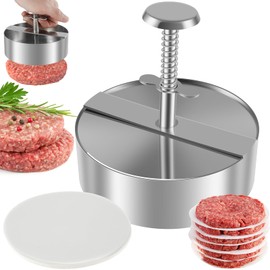 YLMFTNU Burger Press, Stainless Steel Hamburger Press Patty Maker, Adjustable Burger Mold with Silicone Oil Patty Paper, Handheld Hamburger Patty Maker for Beef Vegetables Burgers BBQ Grill Cooking