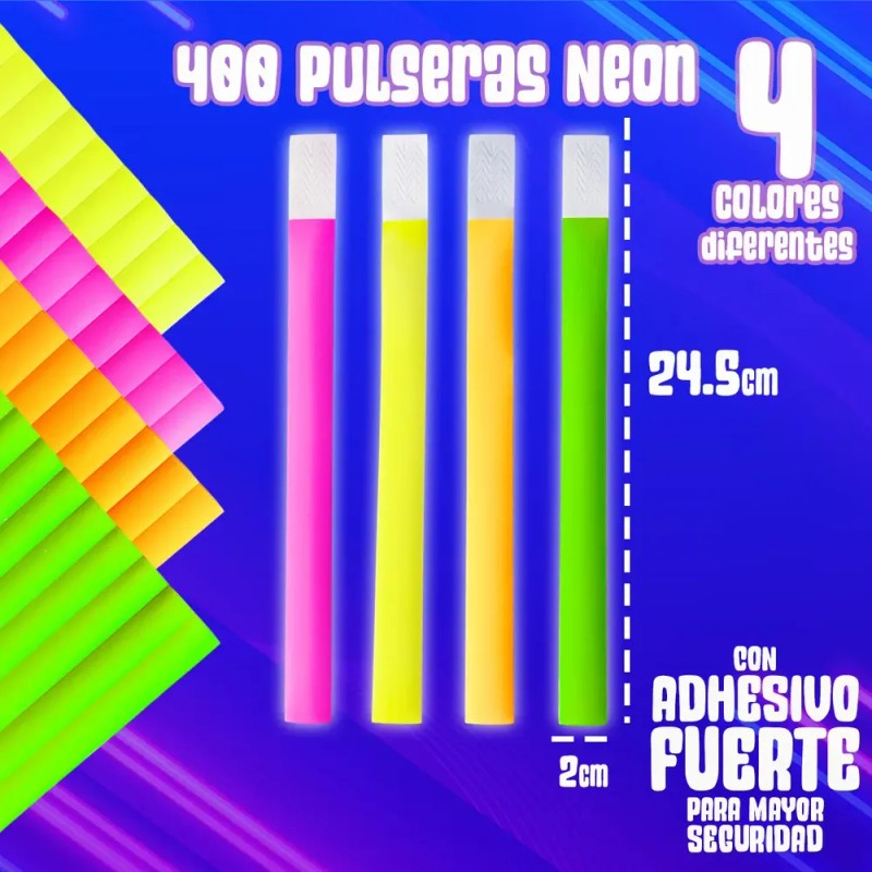 400 Pulseras Neón Fosforescente Glow Stick Fiestas Eventos Color Multicolor